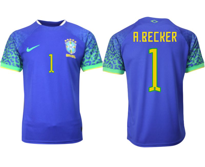 Men 2022 World Cup National Team Brazil away aaa version blue 1 Soccer Jersey